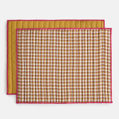 Lot de 2 sets de table à carreaux tissé teint, en gaze de coton, NINON LA REDOUTE INTERIEURS