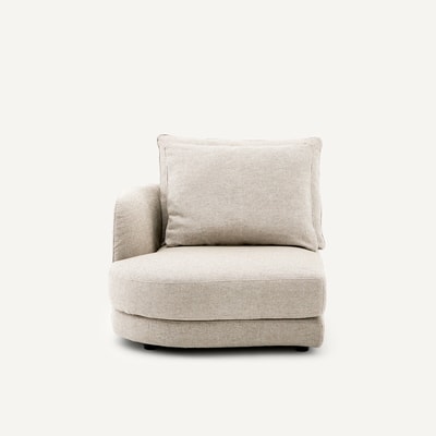 Demi-canapé gauche, arrondi, modulable en texturé viscose et lin, TIBERIO AM.PM