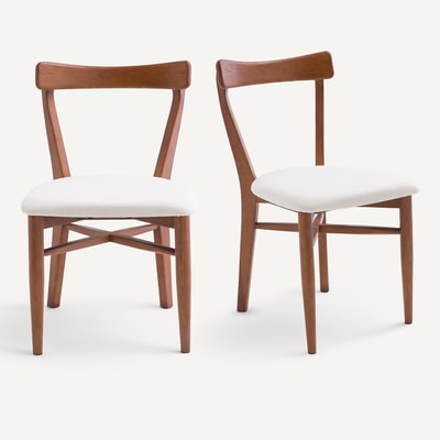 Lot de 2 chaises en chêne et tissu coton lin, Bree AM.PM
