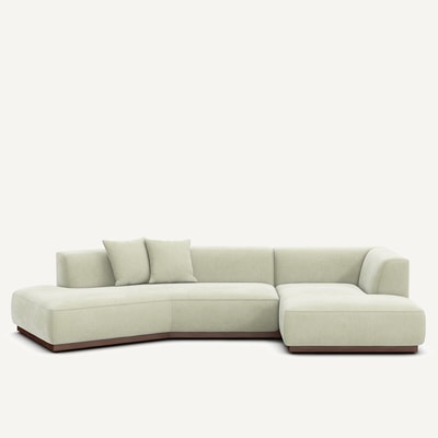Offenes, gerades Ecksofa in stonewashed Velours, JACOPO AM.PM