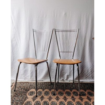 Paire de chaises chromées Alma N°1277 - Bon état DEBONGOUT