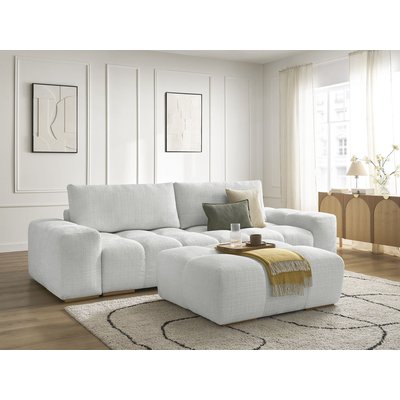Canapé droit fixe 3 places en tissu texturé avec pouf, ANAKIN BOBOCHIC