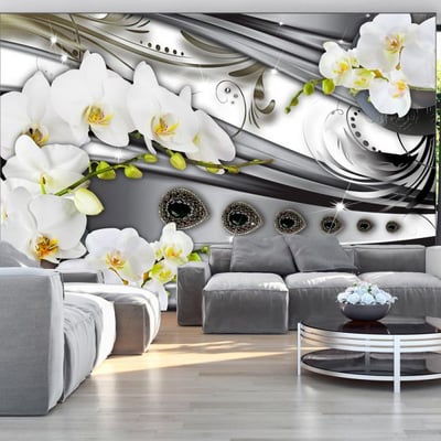 Papier peint intissé panoramique Fleurs Orchids & jewelry EDEN