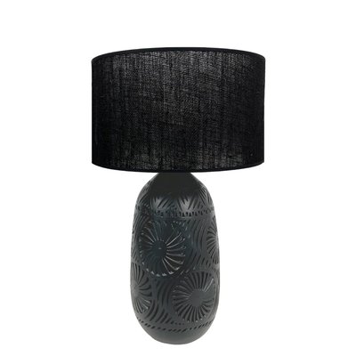 Lampe soleil en terre cuite avec abat-jour jute, KÉO SOLEIL GERARD LAMY