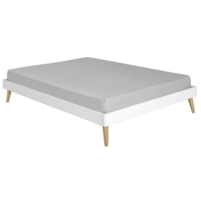 Pack lit 2 places avec pieds et matelas Bois massif  DARLA AKITEN RETAIL