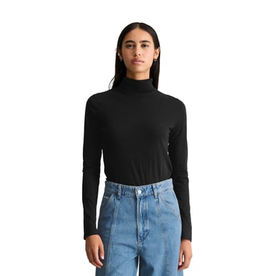 T-shirt à col roulé à manches longues, coupe ajustée en jersey slub particulièrement doux MARC O’POLO DENIM