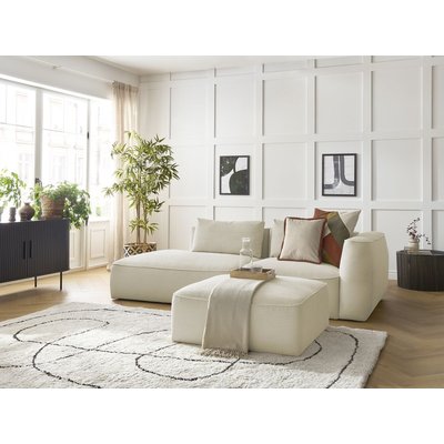 Canapé droit fixe 4 places en velours côtelé avec pouf, LEOPOLD BOBOCHIC