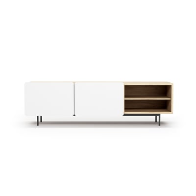 Meuble TV placard 2 portes arrondies, BISCUIT HERDASA