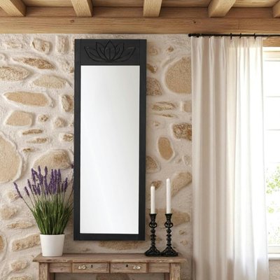 Miroir vertical en bois gris foncé - motif lotus HILO PIER IMPORT
