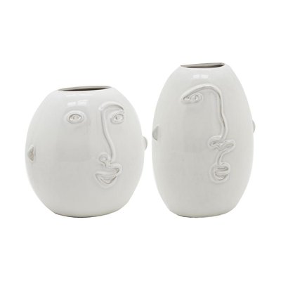 Vases visage en céramique blanche (Lot de 2) AUBRY GASPARD