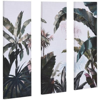 Triptyque imprimé et peint paysage tropical dim. 90L x 30l cm (x3) HOMCOM