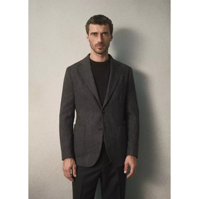 Veste en laine italienne à chevrons, coupe slim fit MANGO MAN