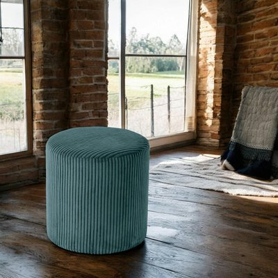 Pouf rond velours côtelé bleu pétrole (lot de 2) MALMOE PIER IMPORT