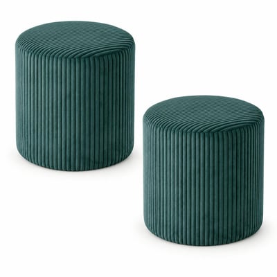 Pouf rond velours côtelé bleu pétrole (lot de 2) MALMOE PIER IMPORT