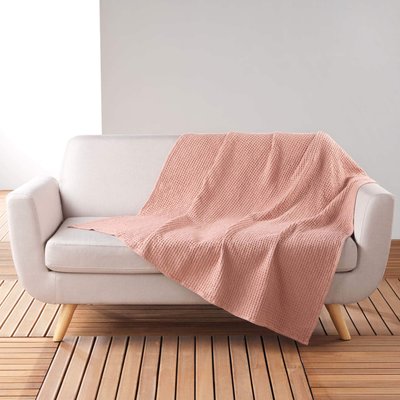 Plaid gaufrette en coton uni DOUCEUR D'INTÉRIEUR