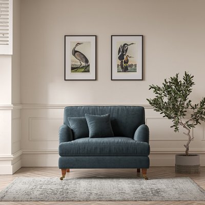 Emeline Textured Velvet Snuggle Chair with Antique Castor Legs SO'HOME