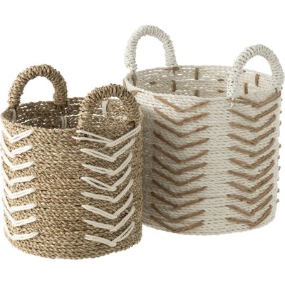 Panier chevron en raphia naturel et  pour rangement élégant RECOLLECTION