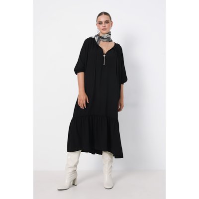 Robe longue unie avec large volant au bas JEAN-MARC PHILIPPE