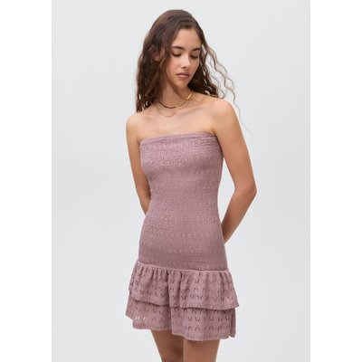 Robe courte froncée bas à volants MANGO TEEN