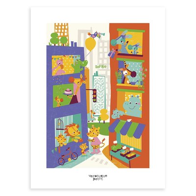 Affiche animaux dans la ville URBAN CITY LILIPINSO