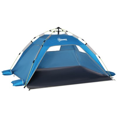 Abri de camping tente de plage instantanée portable bleu OUTSUNNY