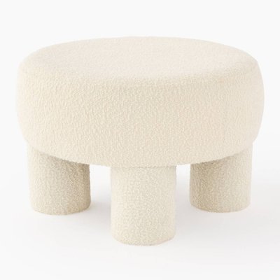 Pouf effet grattés larges pieds, 55xH29cm, en polyester MONOPRIX