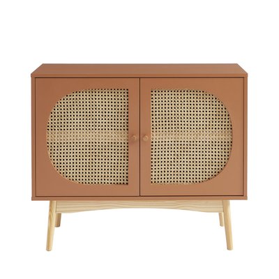 Buffet 2 portes en bois et cannage L90cm- CANNO DRAWER