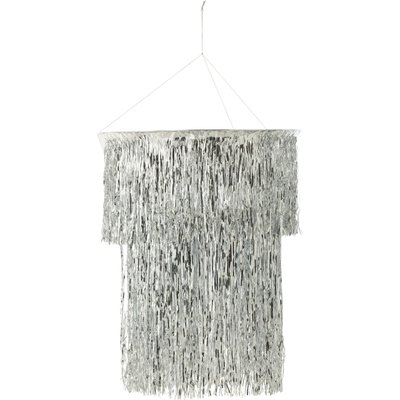 Abat-jour chandelier franges vinyle argenté design festif RECOLLECTION