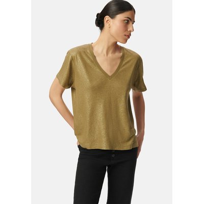 T-shirt cangiante con scollo a V, maniche corte, lino/viscosa IKKS