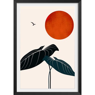 Affiche fleurs ""Monstera au soleil rouge"" HEXOA