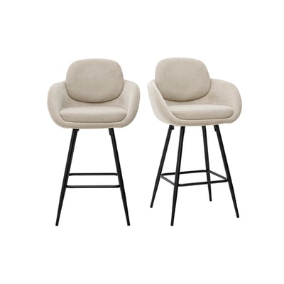 Tabourets de bar en tissu chenille beige et métal noir H68.5 cm (lot de 2) SLAKE MILIBOO