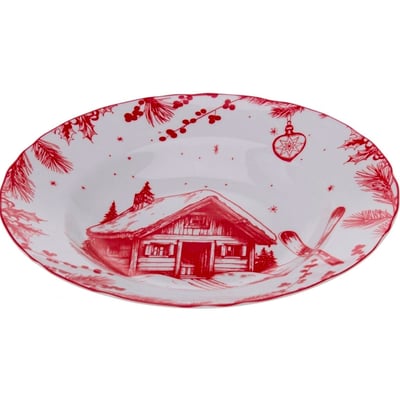 Assiette creuse porcelaine motif chalet de montagne d24.5cm WADIGA