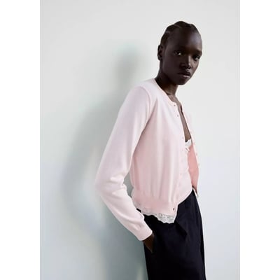 Cardigan en maille avec détail de dentelle MANGO