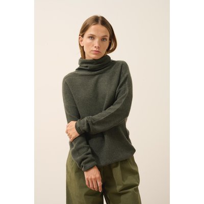 Pull Col Roulé Kaki Chiné Blantyre JUST CASHMERE