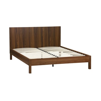 Lit avec sommier à lattes et tête de lit 160x200cm décor bois LINEAR SWEEEK
