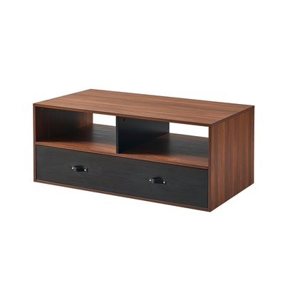 Table Basse Salon Bois Poignée Cuir PU HENRY TEAMSON HOME