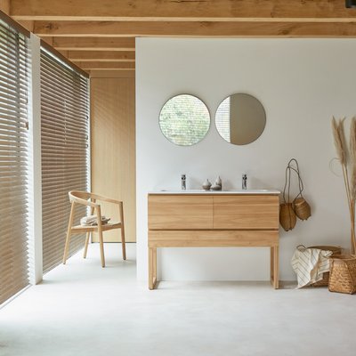 Meuble salle de bain en teck massif et céramique 120 cm EDGAR TIKAMOON