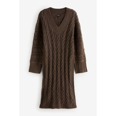 Robe midi en tricot torsadé à col v NEXT