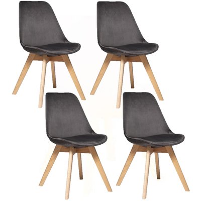 Lot de 4 Chaises effet velours Baya TOILINUX
