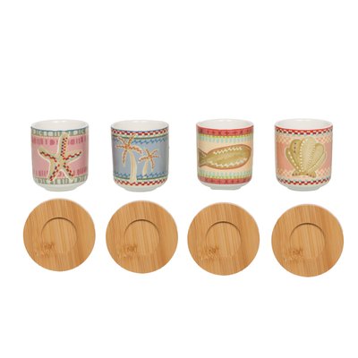 Coffret de 4 tasses et sous-tasses   10 cl-TIKITA TABLE PASSION
