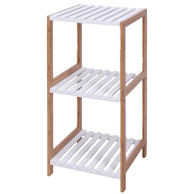 Étagère salle de bain bambou et bois blanc 79x34x33cm WADIGA
