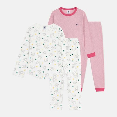 Confezione di pigiami per bambini in cotone stampato e a righe PETIT BATEAU
