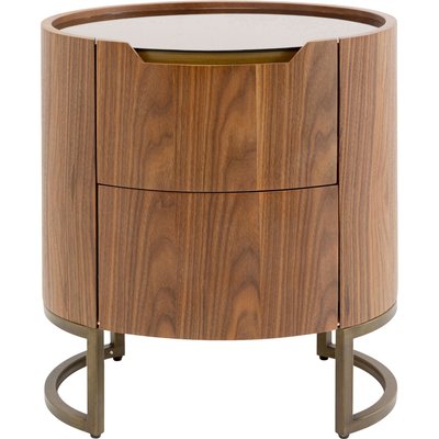 Chevet 2 tiroirs en noyer et verre, GIORGIO KARE DESIGN