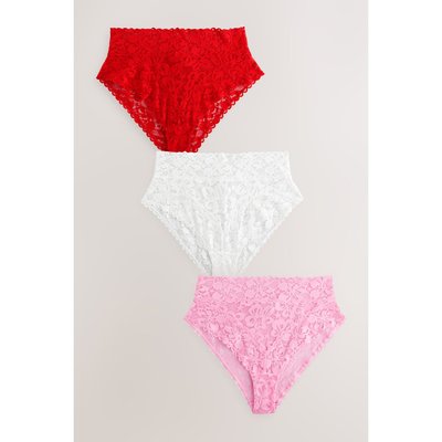 Culotte haute échancrée en dentelle, lot de 3 NEXT