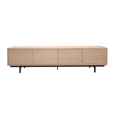 Meuble TV vintage bois foncé noyer et métal noir L200 cm MANNY MILIBOO