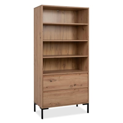 Bibliothèque étagère décor bois 2 tiroirs KARVI PIER IMPORT