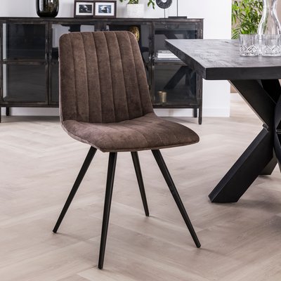Chaise de salle à manger rembourrée velours taupe (lot de 2) JAVA PIER IMPORT
