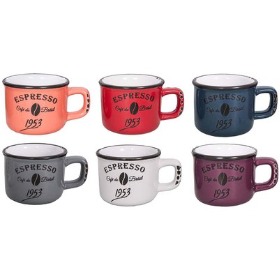 Tasses colorées en céramique Bistrot (Lot de 6) 10 cl - Espresso ANTIC LINE CRÉATIONS