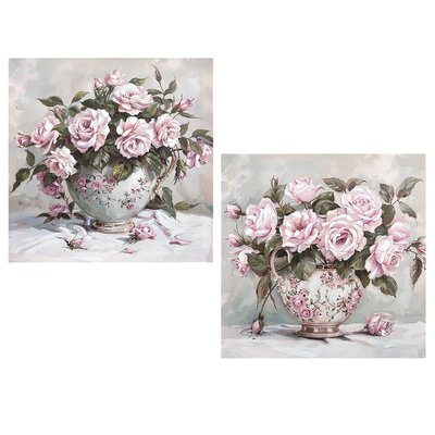 Set de 2 tableaux décoratifs vase et bouquet 40x3x40cm WADIGA