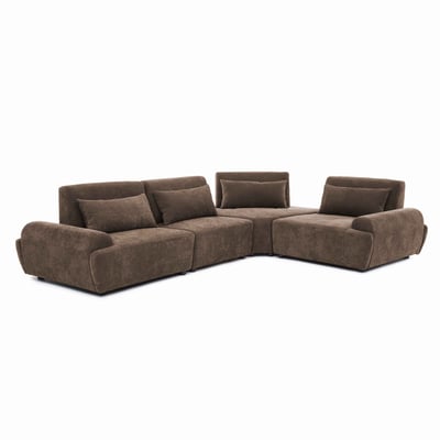 Canapé modulable d'angle 4 places en tissu avec coussins dossier ajustable, CALLISTO OVIALA